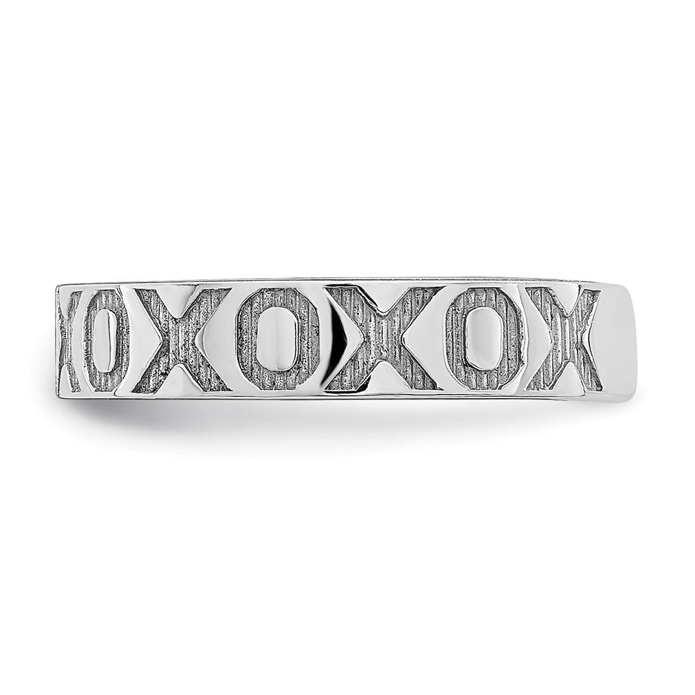 14K White Gold X and O Pattern Toe Ring