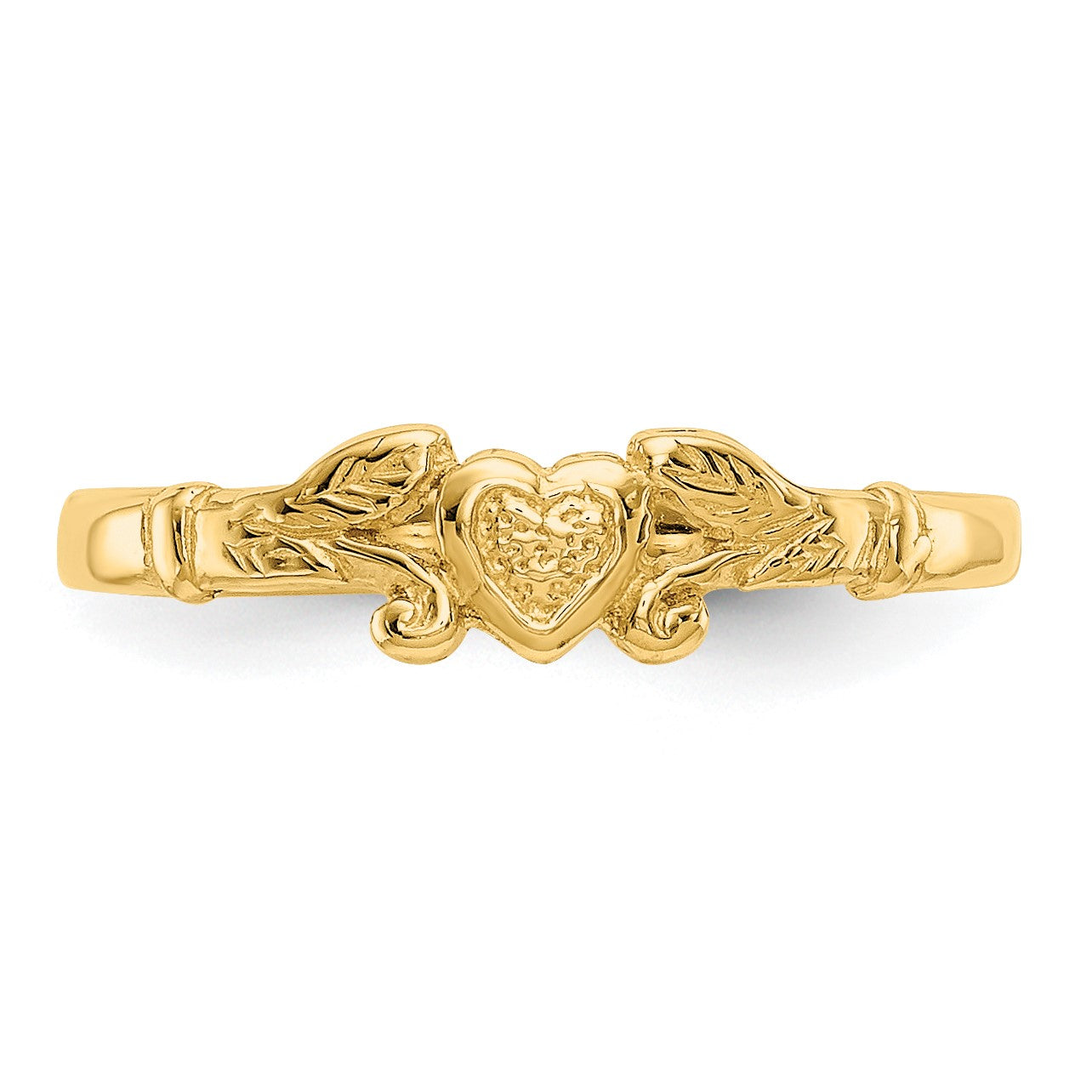 14k Textured Mini Heart Size 1 Baby / Childs Ring