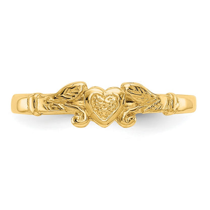 14k Textured Mini Heart Size 1 Baby / Childs Ring