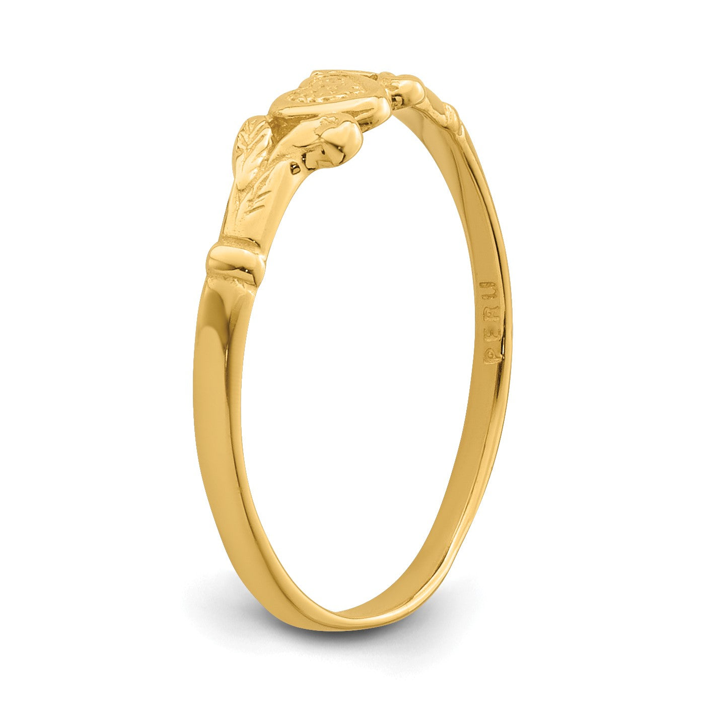 14k Textured Mini Heart Size 1 Baby / Childs Ring