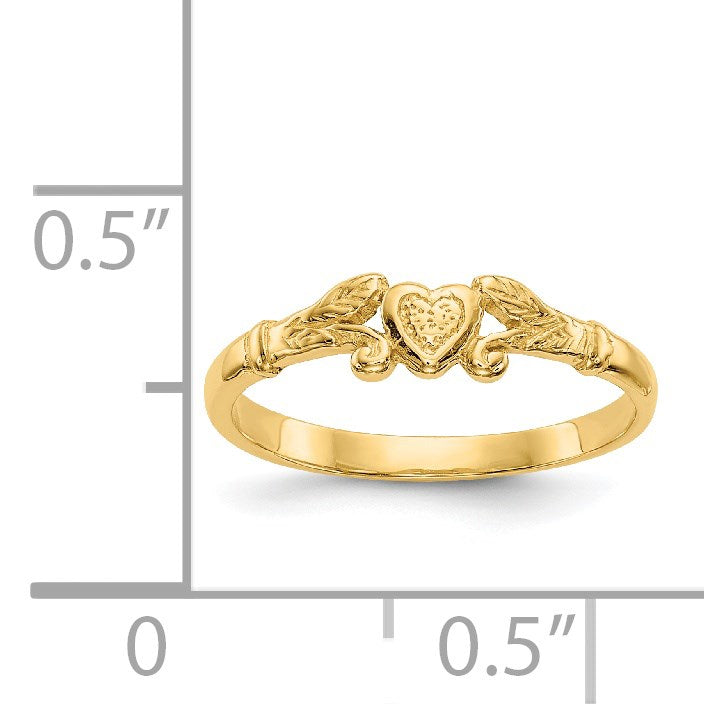 14k Textured Mini Heart Size 1 Baby / Childs Ring