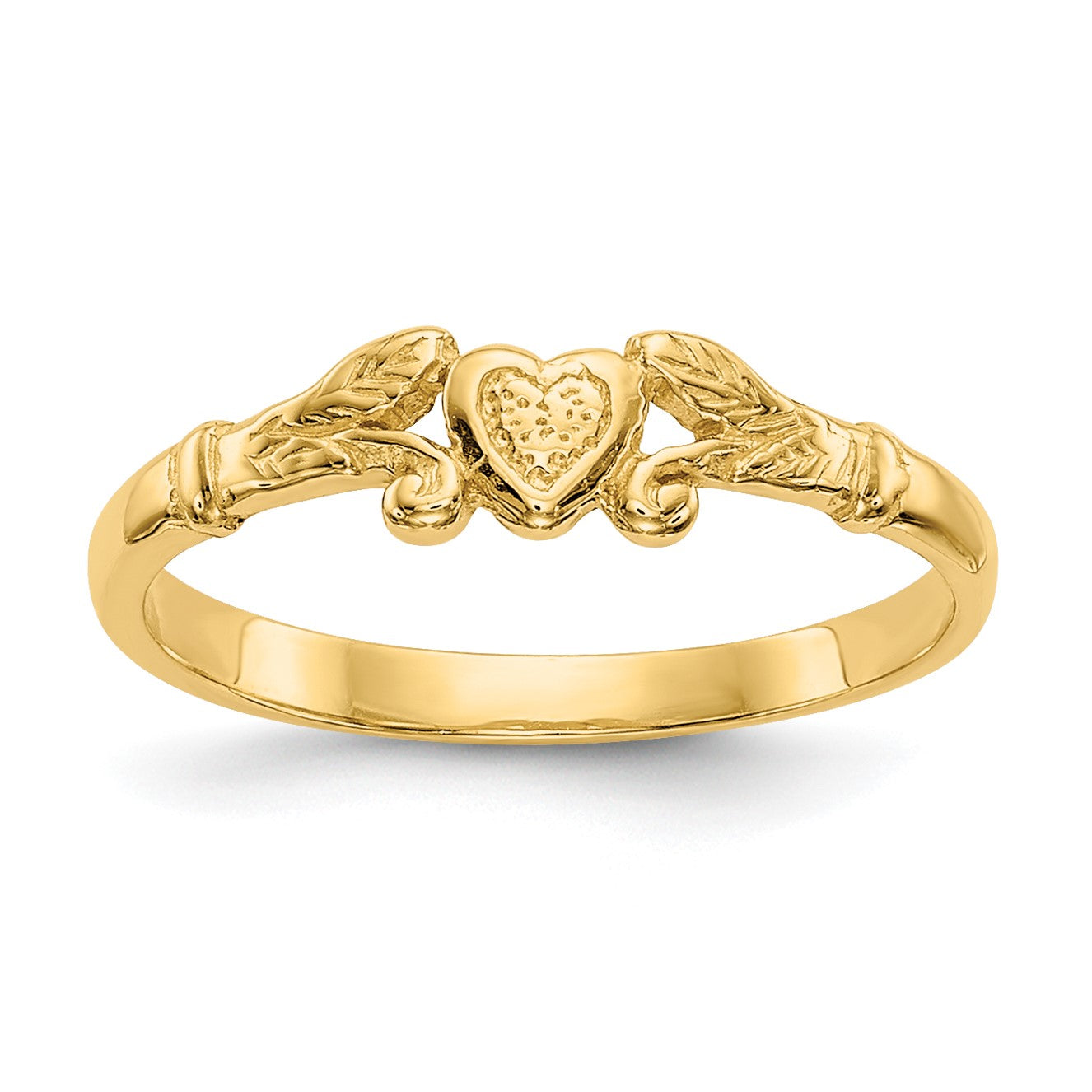 14k Textured Mini Heart Size 1 Baby / Childs Ring