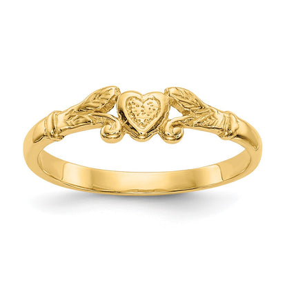 14k Textured Mini Heart Size 1 Baby / Childs Ring