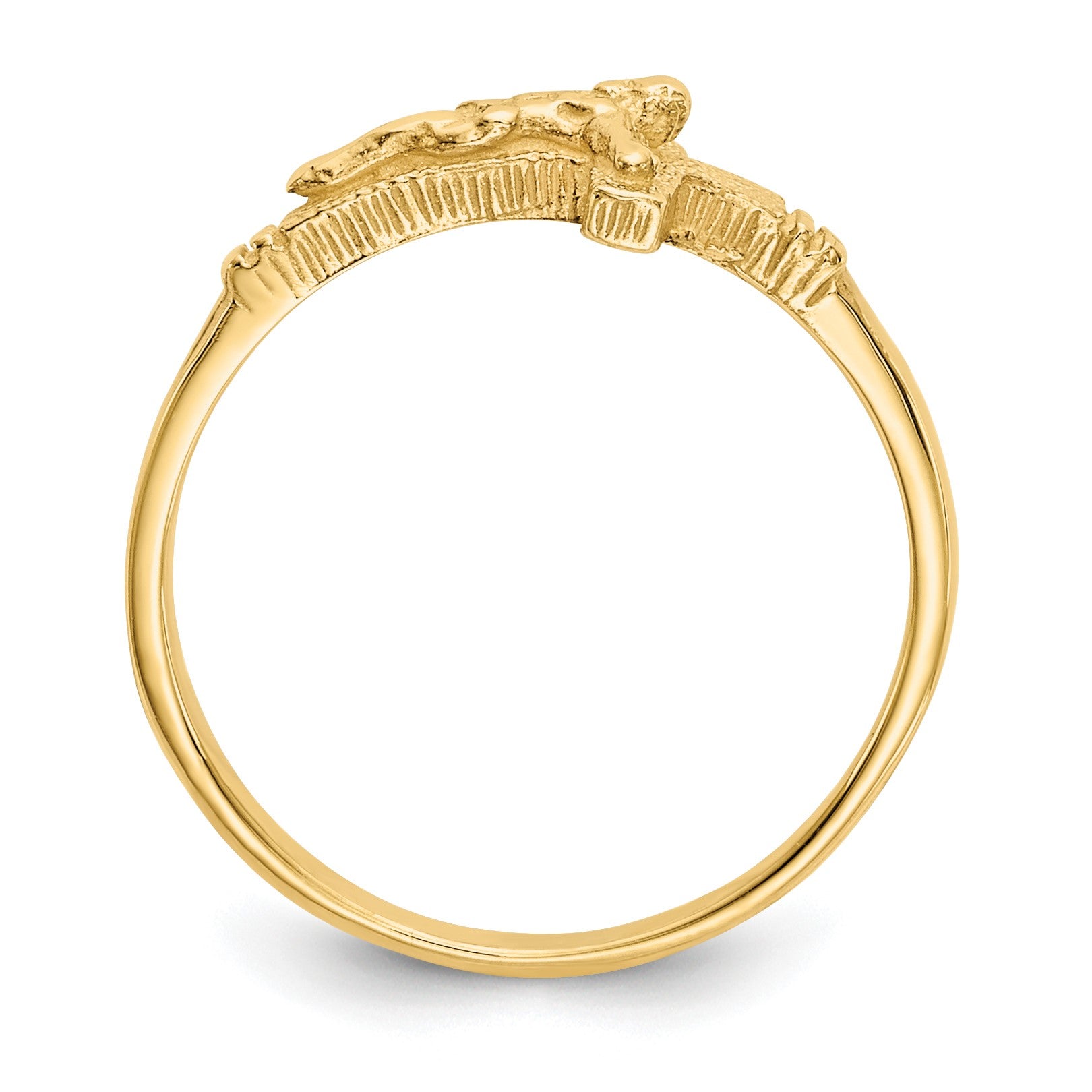 14K Satin Finish Crucifix Size 3.5 Baby / Childs Ring