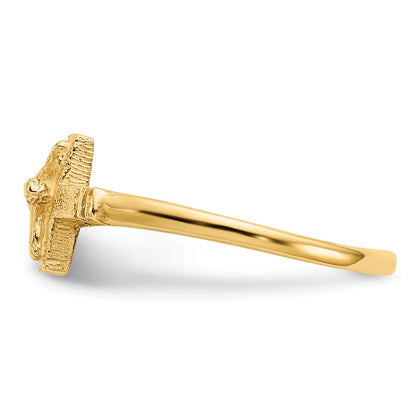 14K Satin Finish Crucifix Size 3.5 Baby / Childs Ring
