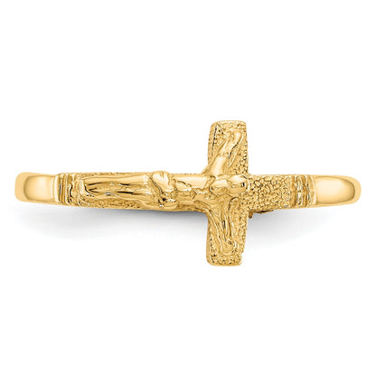 14K Satin Finish Crucifix Size 3.5 Baby / Childs Ring