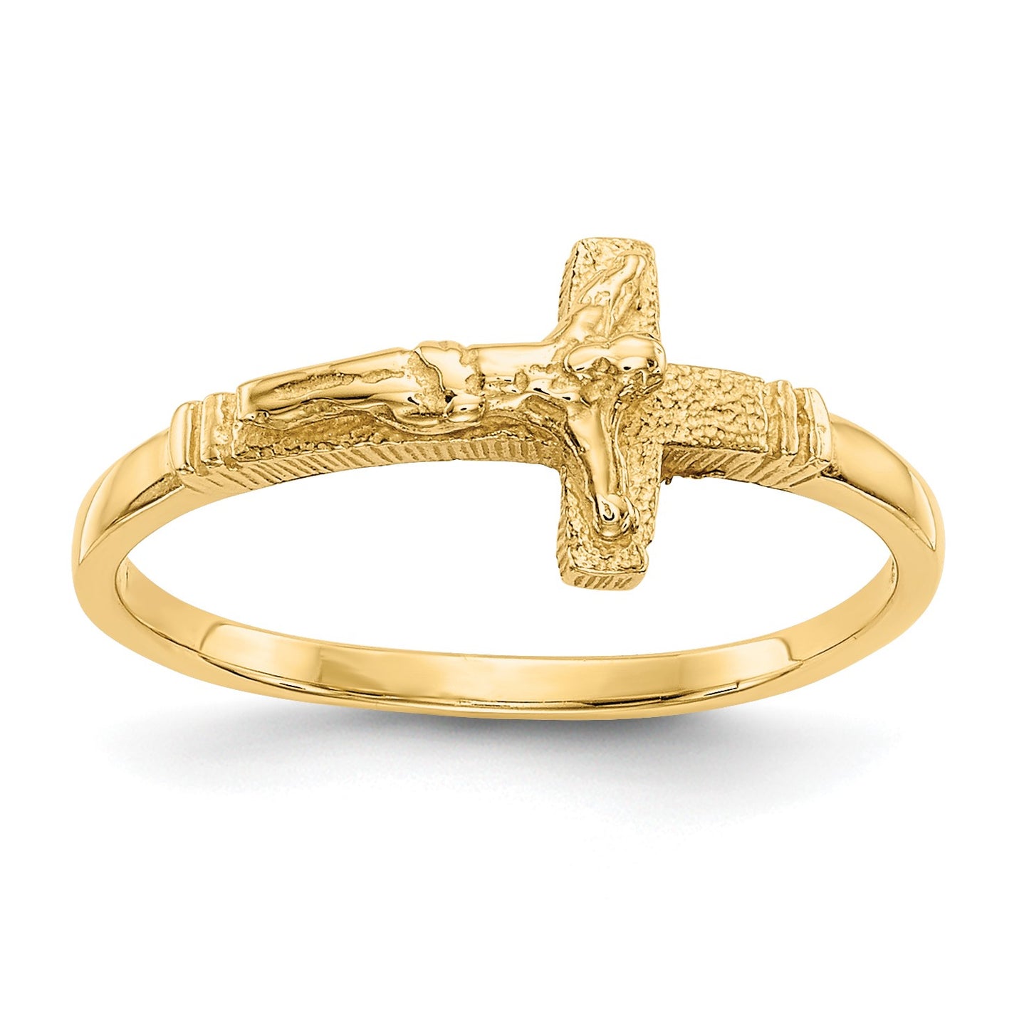 14K Satin Finish Crucifix Size 3.5 Baby / Childs Ring