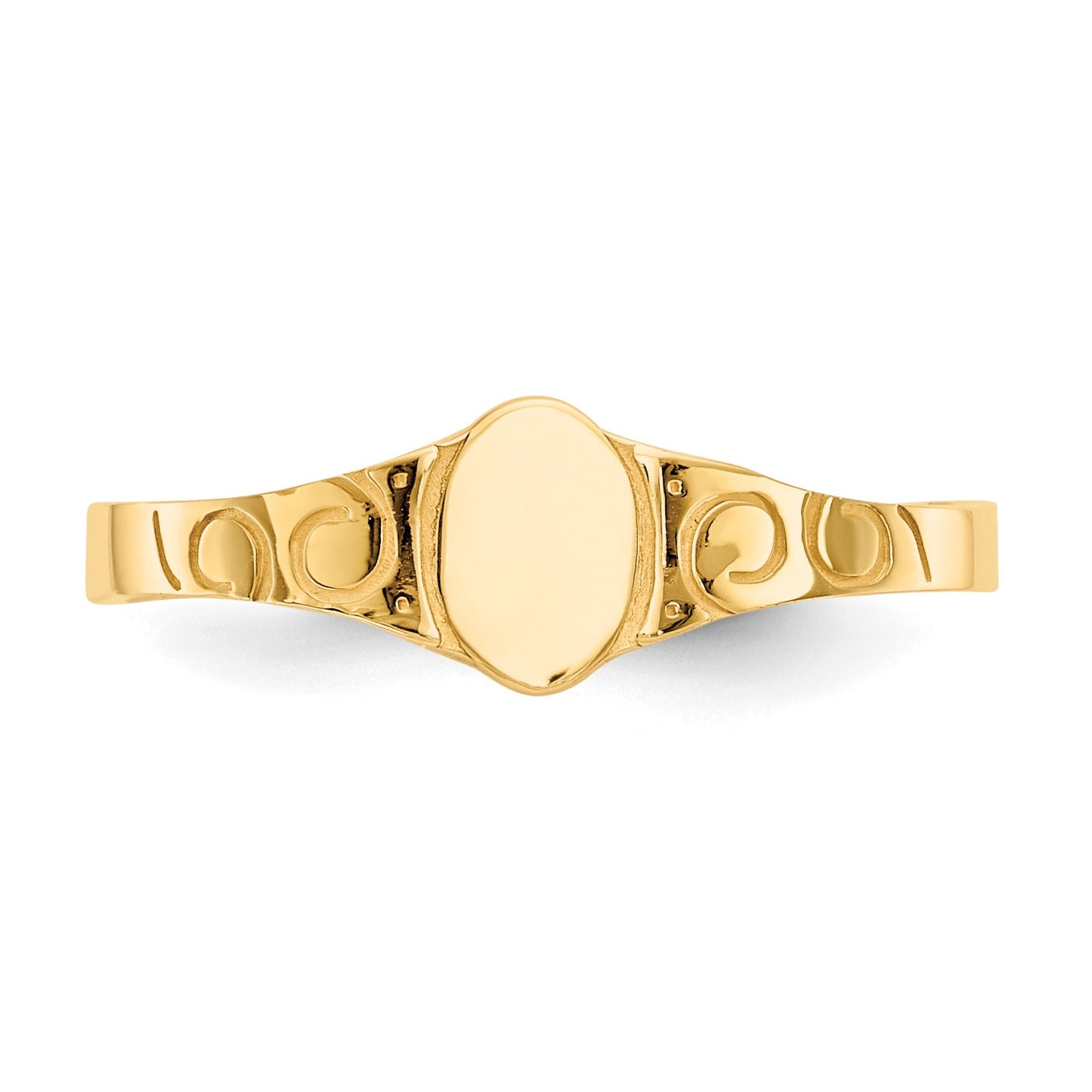 14k Polished 4.0x5.0mm Closed Back Size 3 Childs Oval Signet Ring