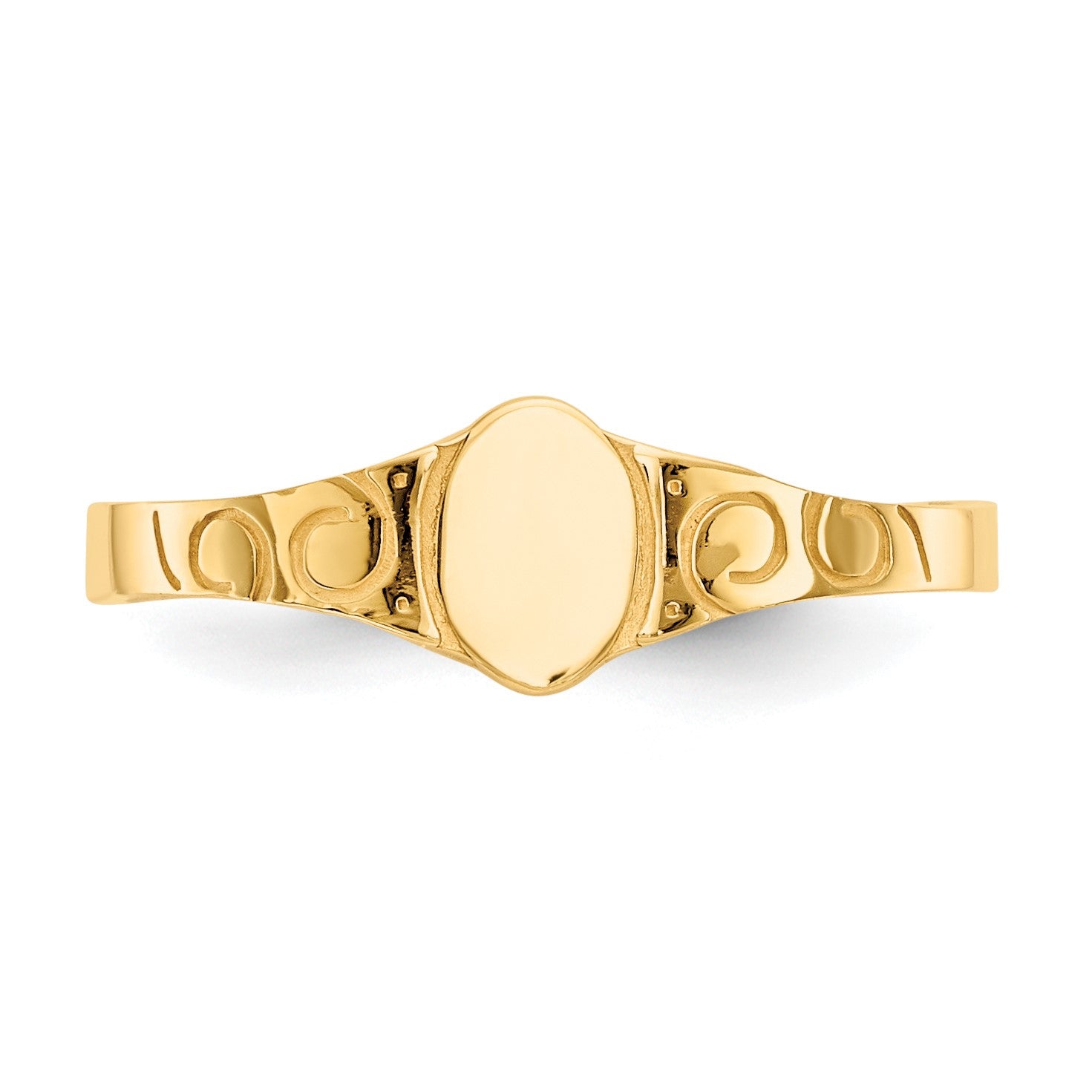 14k Polished 4.0x5.0mm Closed Back Size 3 Childs Oval Signet Ring