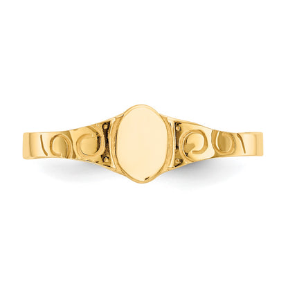 14k Polished 4.0x5.0mm Closed Back Size 3 Childs Oval Signet Ring