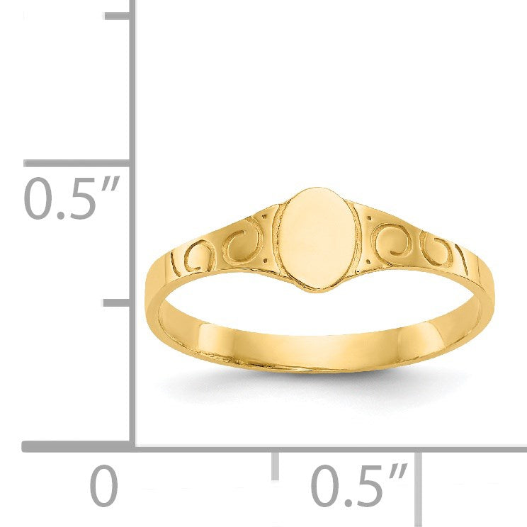 14k Polished 4.0x5.0mm Closed Back Size 3 Childs Oval Signet Ring