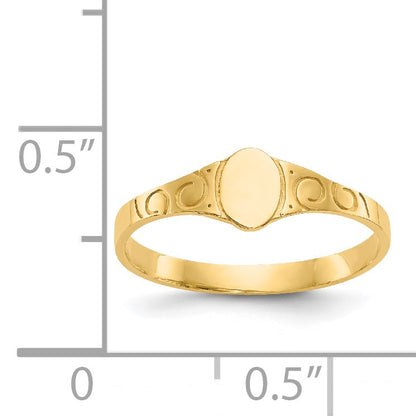 14k Polished 4.0x5.0mm Closed Back Size 3 Childs Oval Signet Ring