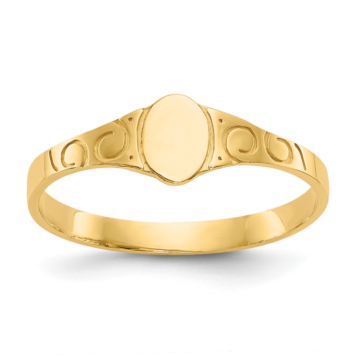 14k Polished 4.0x5.0mm Closed Back Size 3 Childs Oval Signet Ring