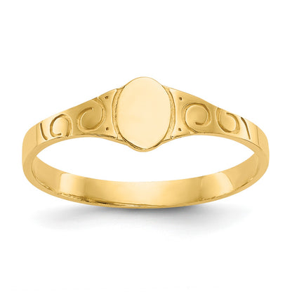 14k Polished 4.0x5.0mm Closed Back Size 3 Childs Oval Signet Ring