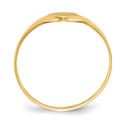14k Satin 5.0x5.0mm Closed Back Size 3 Baby Heart Signet Ring