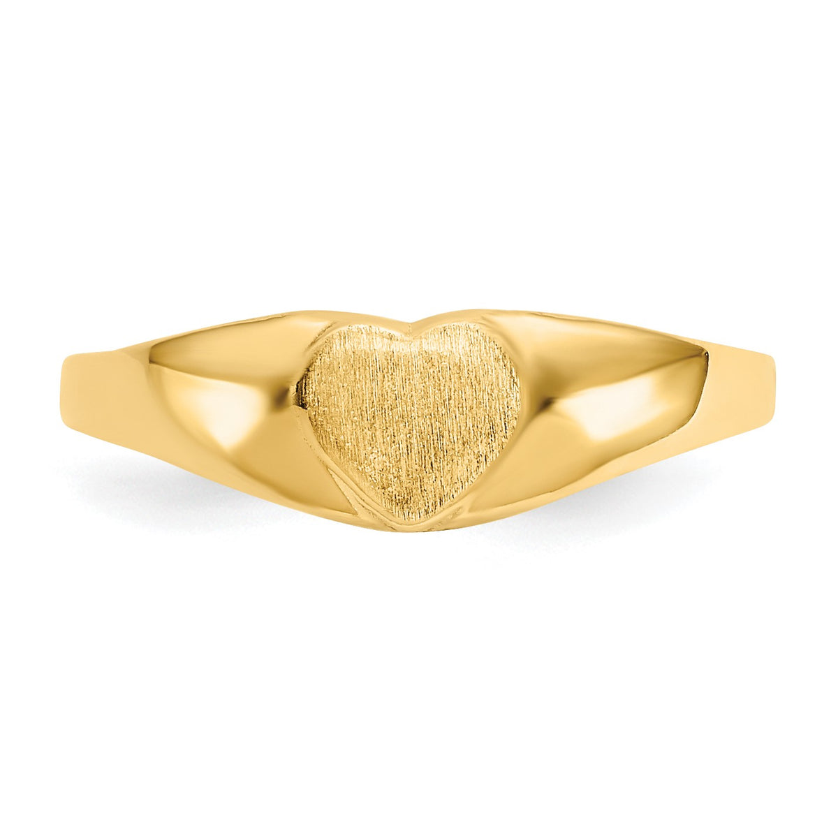 14k Satin 5.0x5.0mm Closed Back Size 3 Baby Heart Signet Ring
