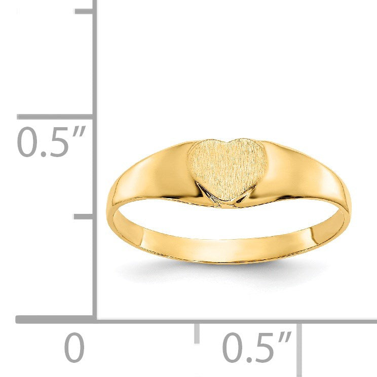 14k Satin 5.0x5.0mm Closed Back Size 3 Baby Heart Signet Ring