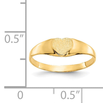 14k Satin 5.0x5.0mm Closed Back Size 3 Baby Heart Signet Ring
