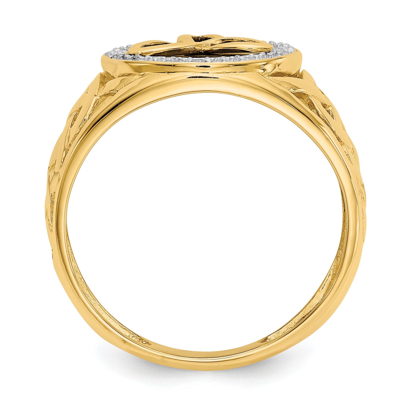14k and White Rhodium Onyx Diamond Trinity Knot Ring