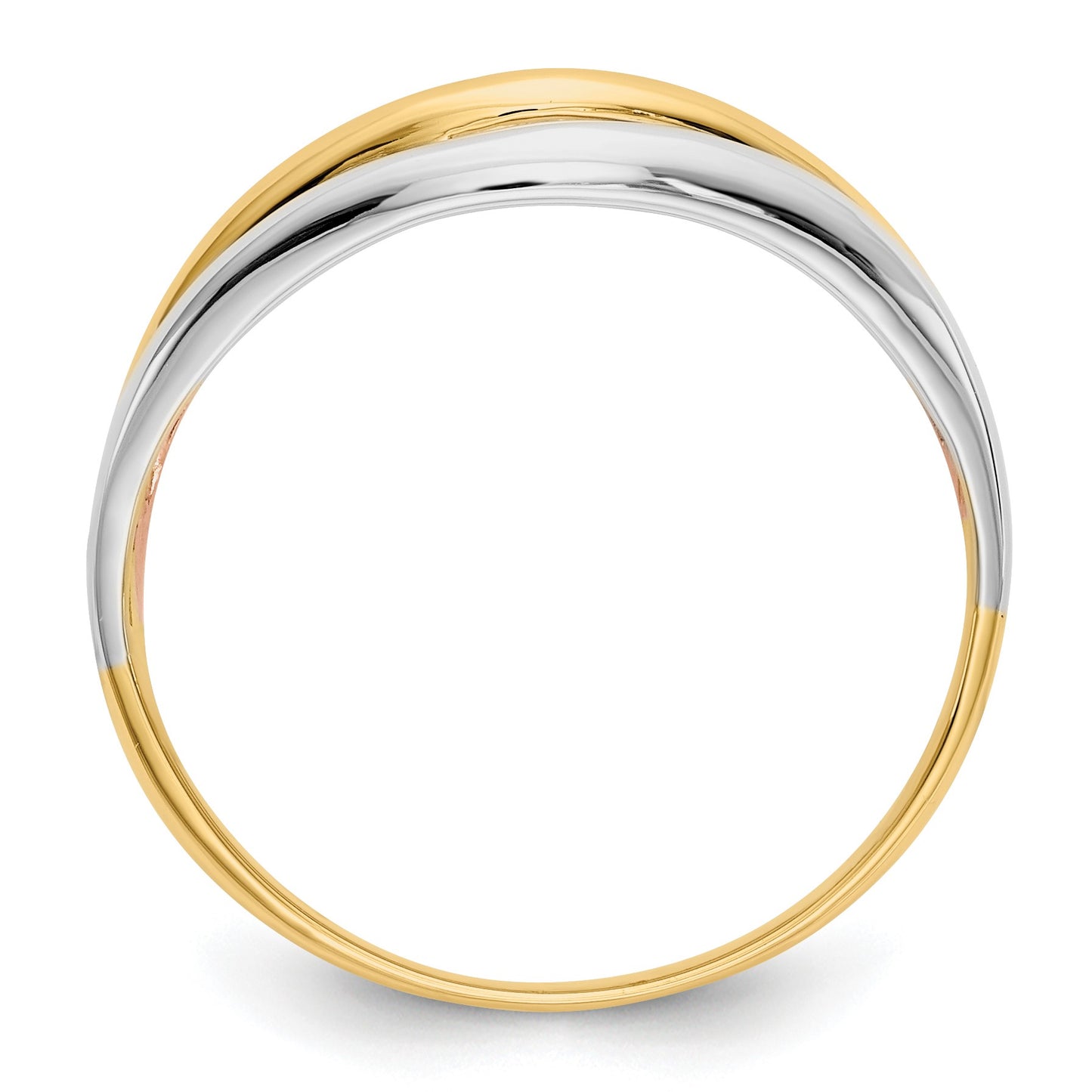14K Tri-Color Open Fancy Curved Ring