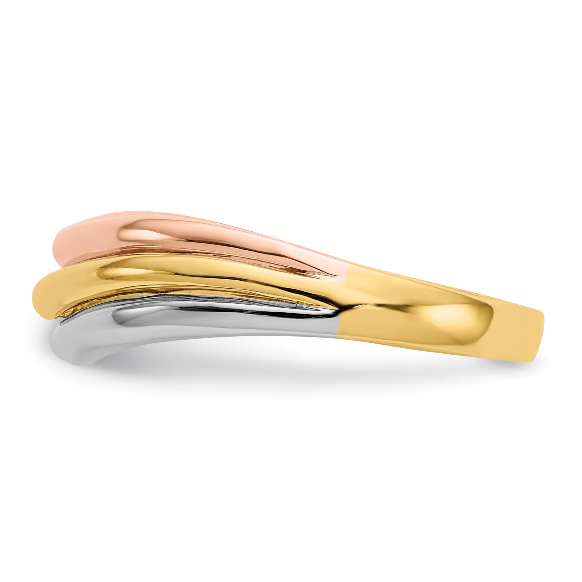 14K Tri-Color Open Fancy Curved Ring
