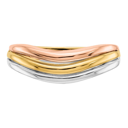 14K Tri-Color Open Fancy Curved Ring