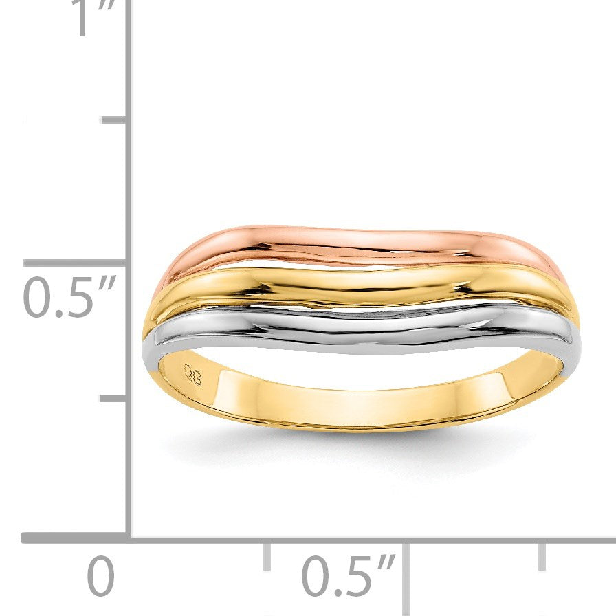 14K Tri-Color Open Fancy Curved Ring