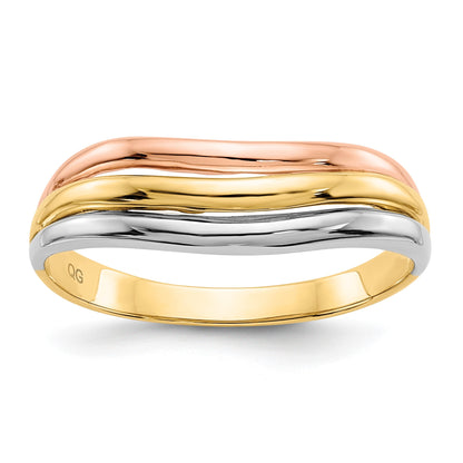 14K Tri-Color Open Fancy Curved Ring