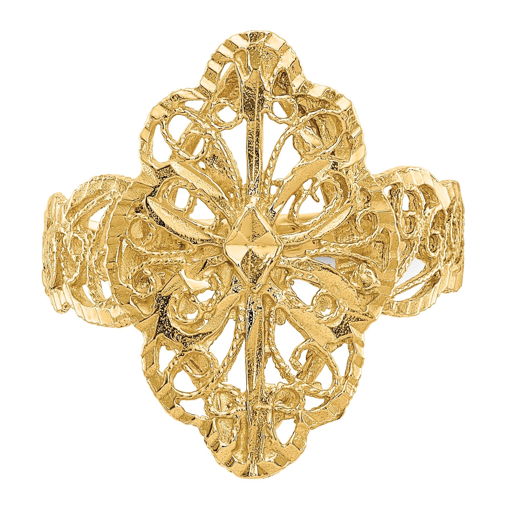 14K Diamond-cut Filigree Ring