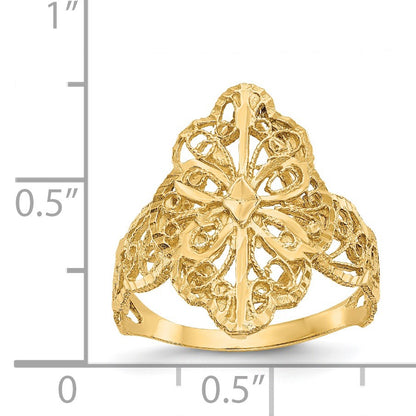 14K Diamond-cut Filigree Ring