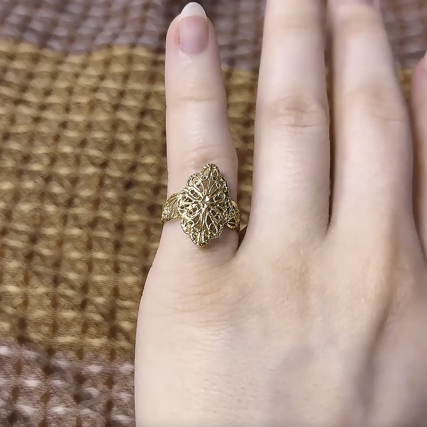 14K Diamond-cut Filigree Ring