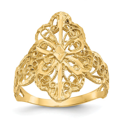 14K Diamond-cut Filigree Ring