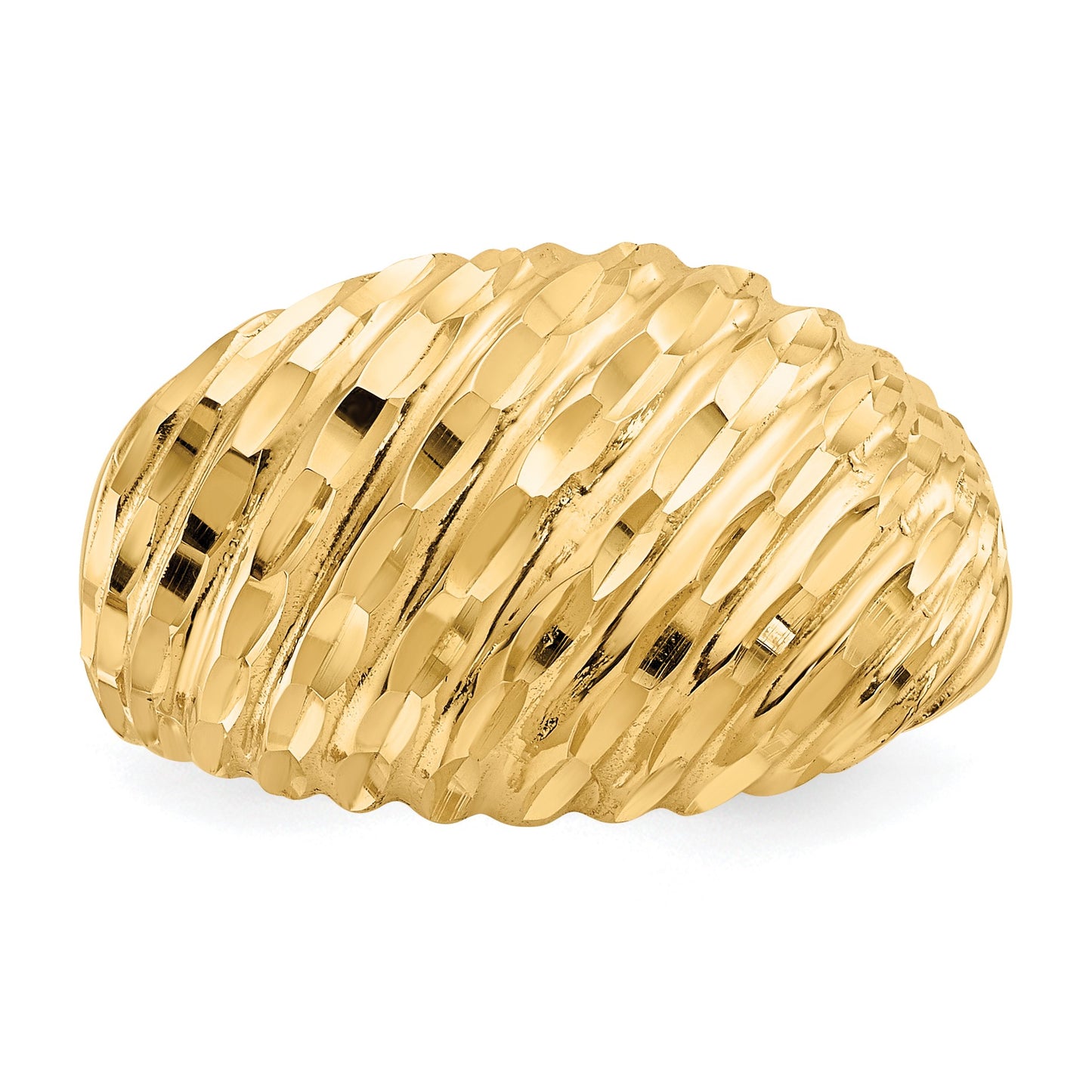 14K Diamond-cut Dome Ring