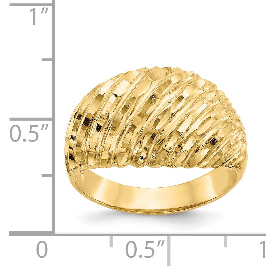 14K Diamond-cut Dome Ring