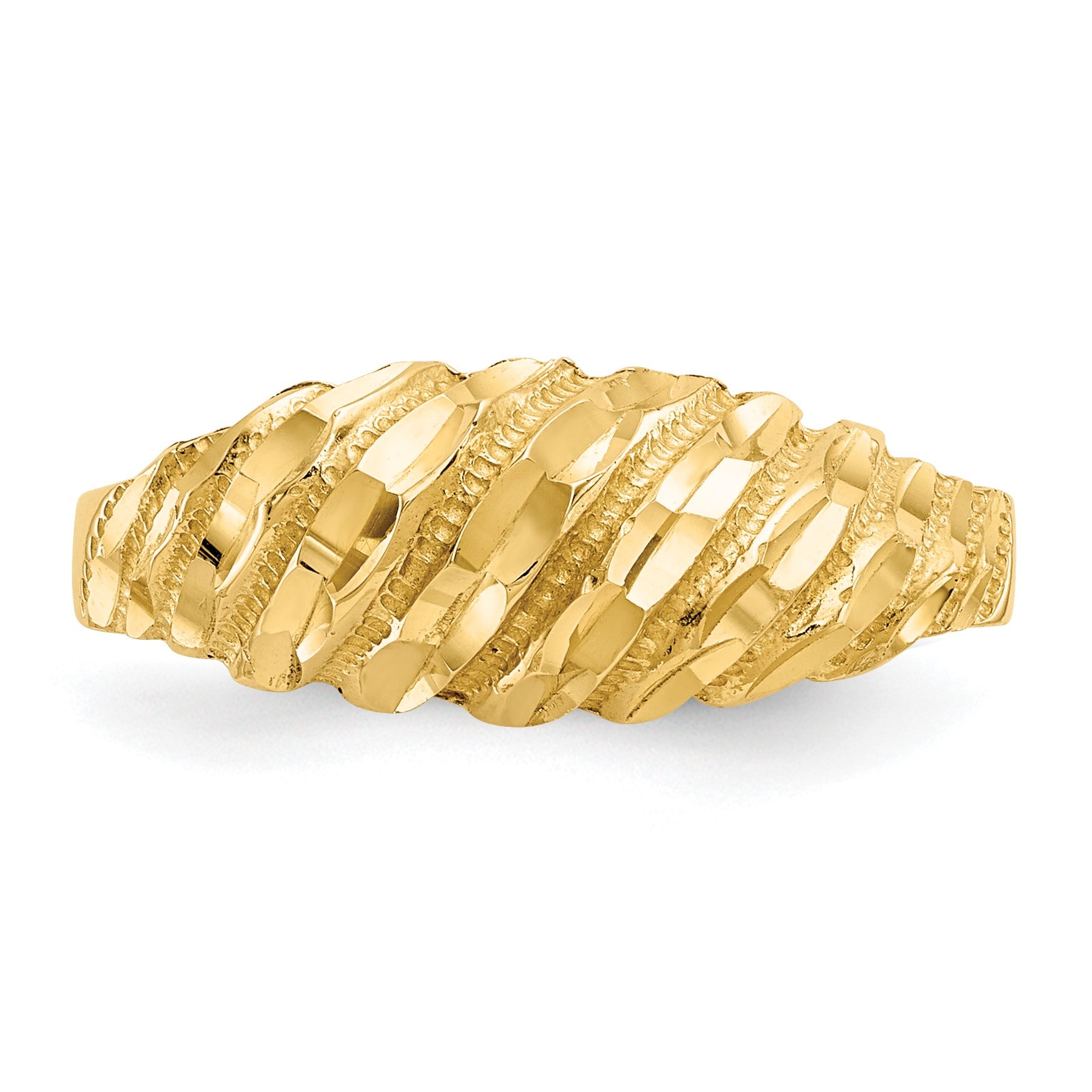 14K Diamond-cut Dome Ring