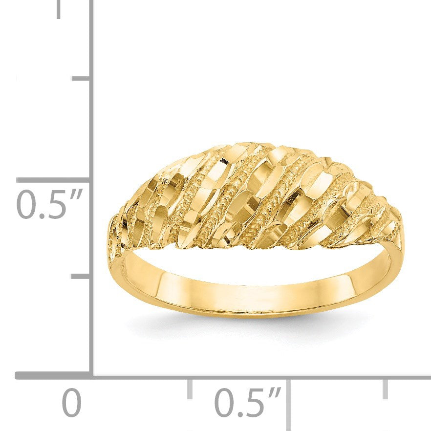 14K Diamond-cut Dome Ring