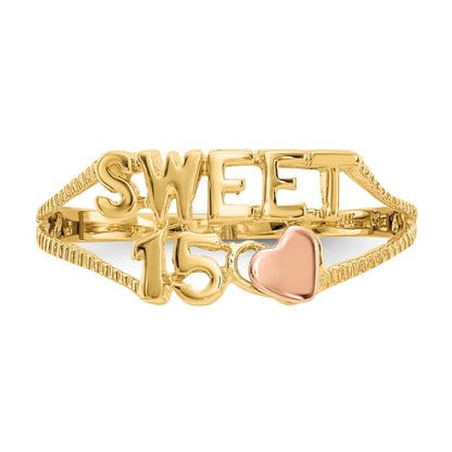 14K Two-tone Quinceanera SWEET 15 Heart Ring