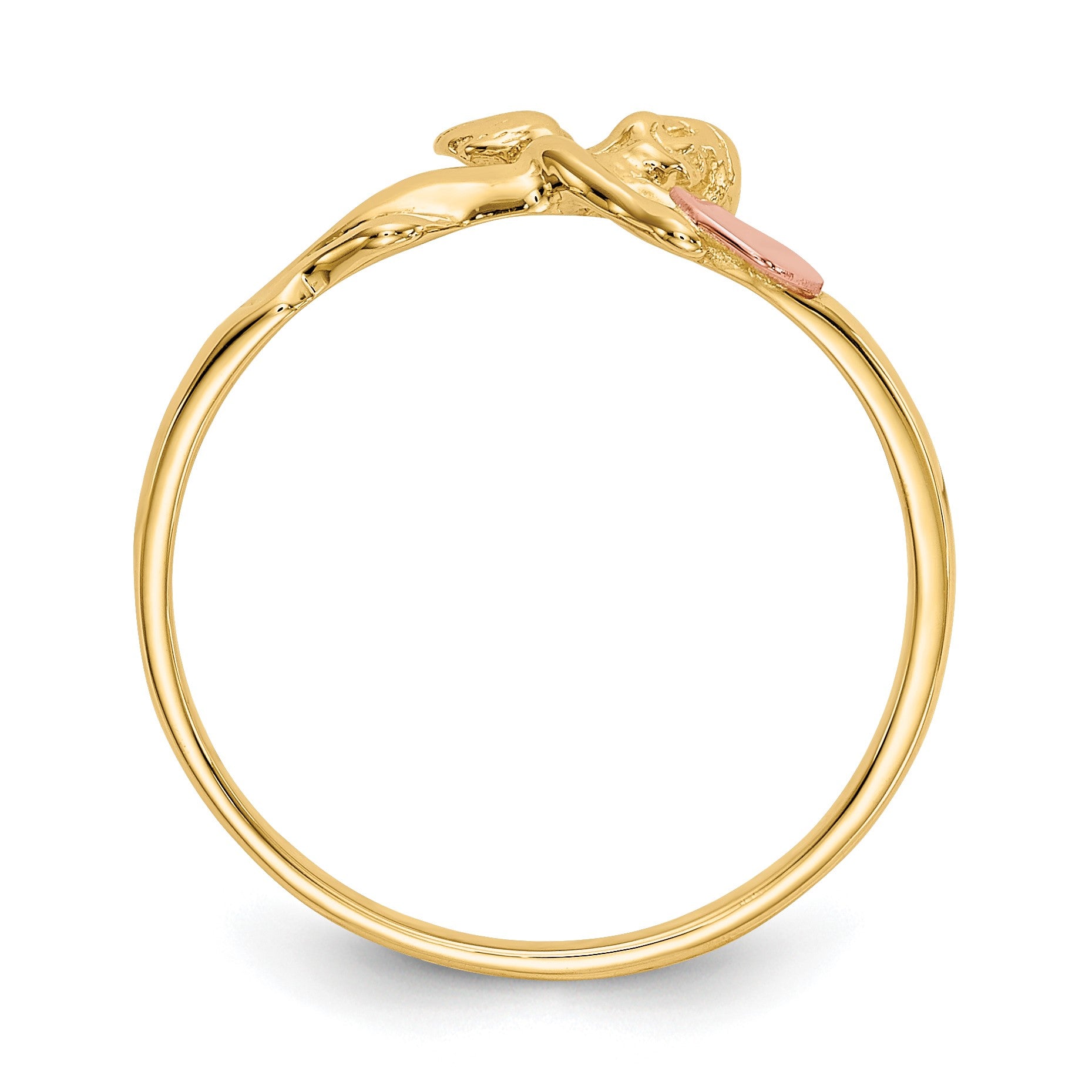 14K Two-tone Angel and Satin Heart Ring