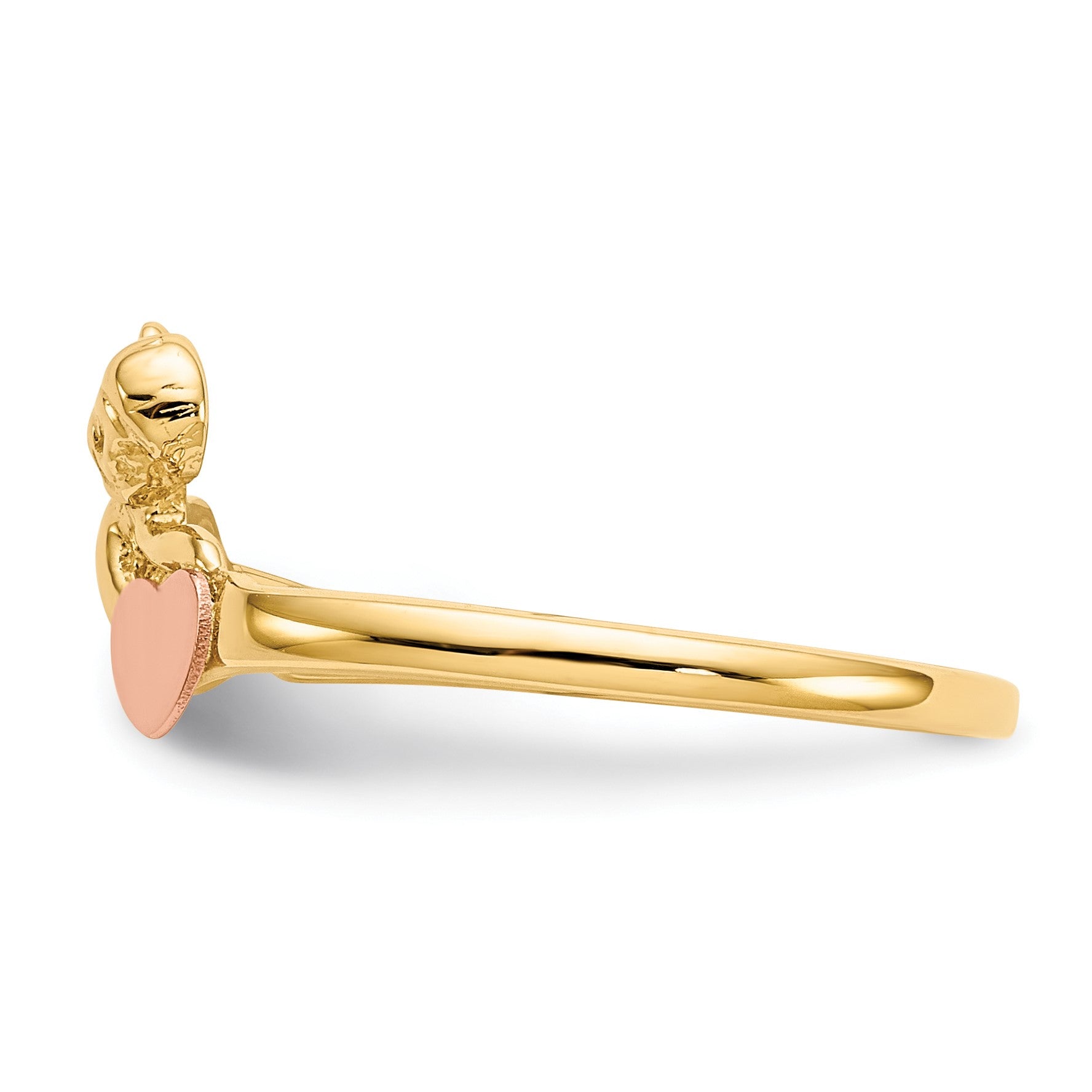 14K Two-tone Angel and Satin Heart Ring