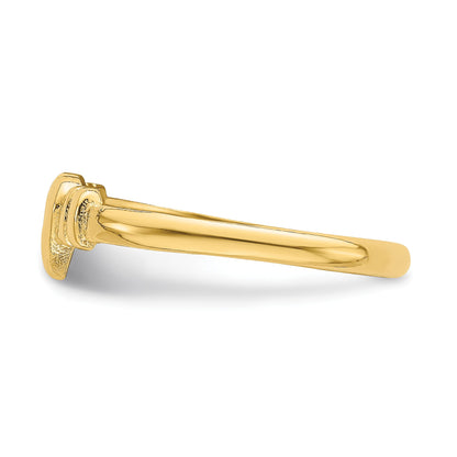 14k Heart with Cut-Out Cross Ring