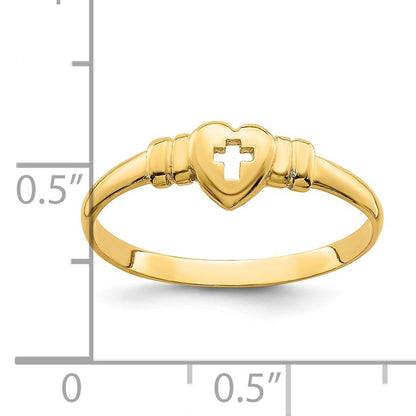 14k Heart with Cut-Out Cross Ring