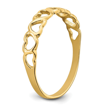 14k Polished Hearts Ring