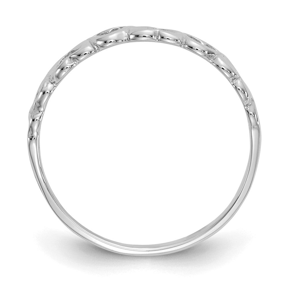 14K White Gold Polished Hearts Ring