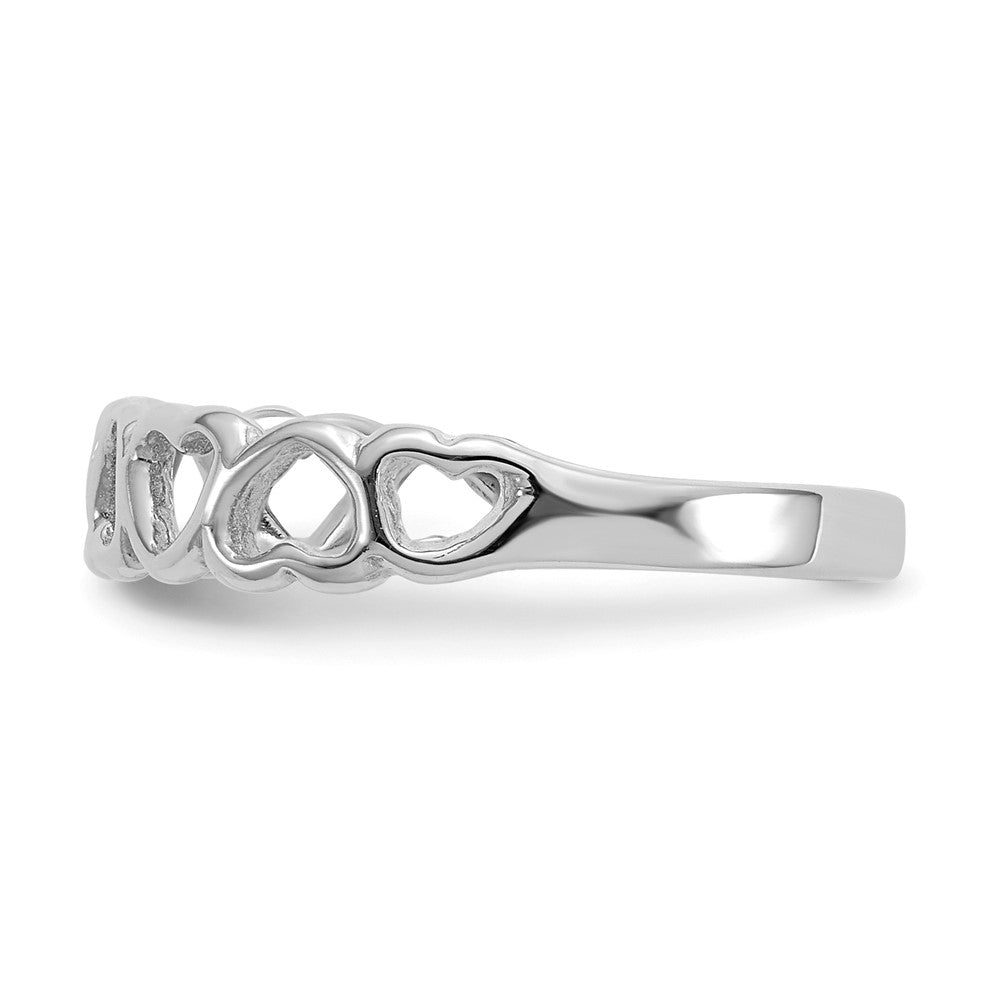 14K White Gold Polished Hearts Ring