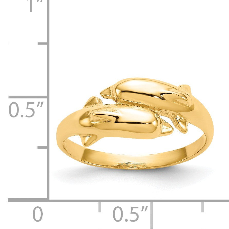 14k Double Dolphin Bypass Ring