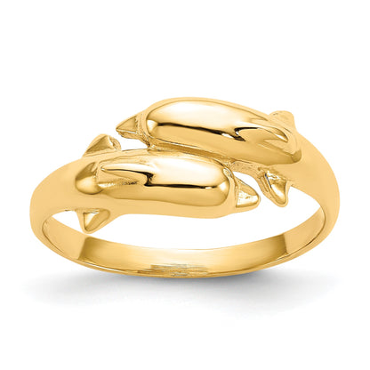 14k Double Dolphin Bypass Ring