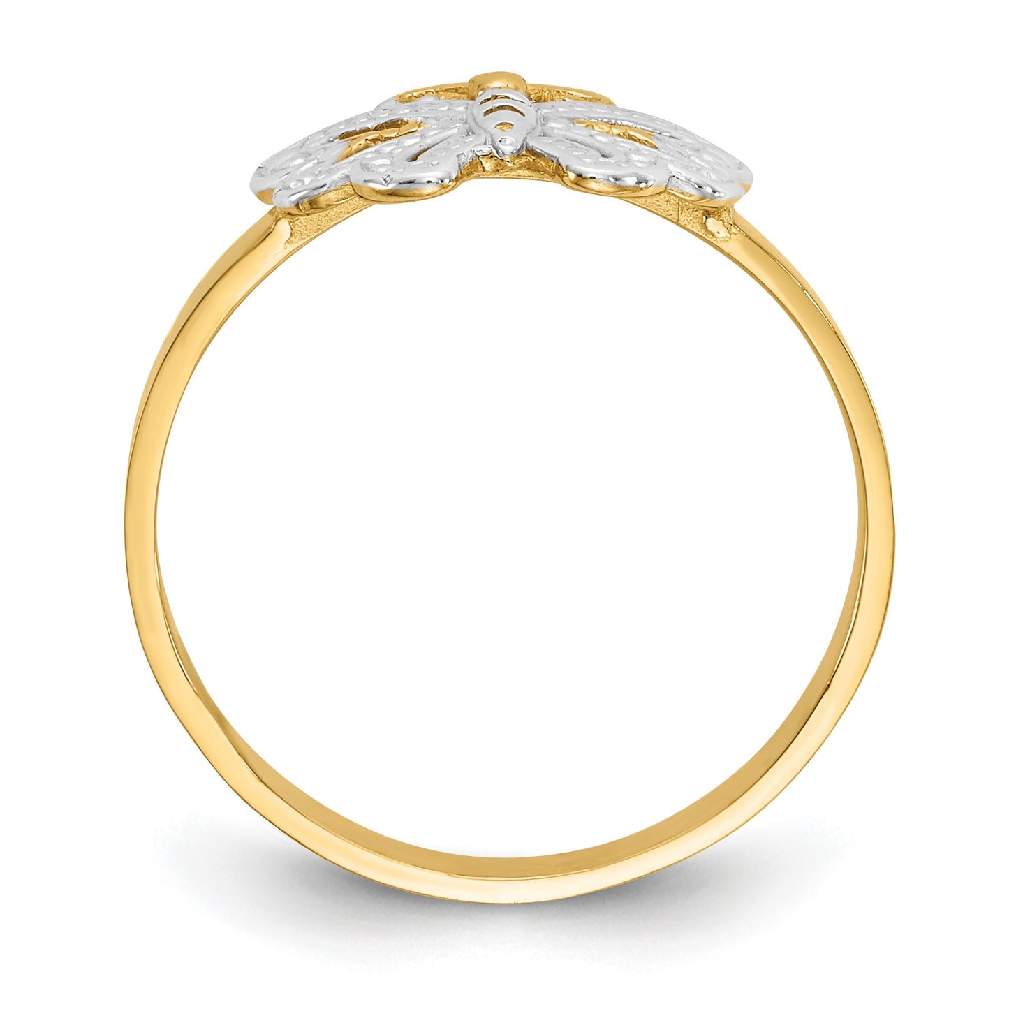 14k and White Rhodium Butterfly Ring