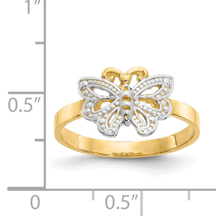 14k and White Rhodium Butterfly Ring