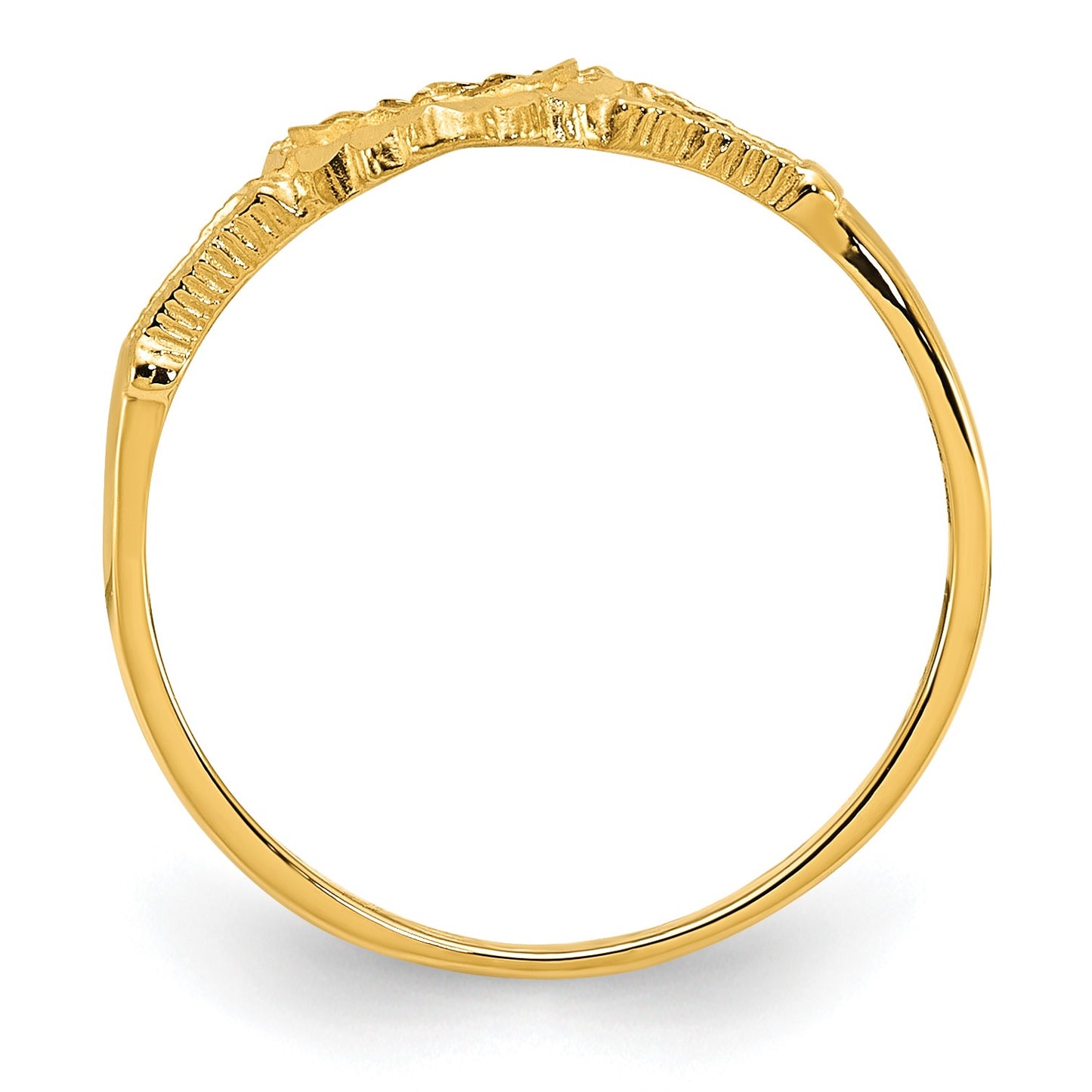 14K Diamond-Cut Cross in Heart Size 4 Baby / Childs Ring