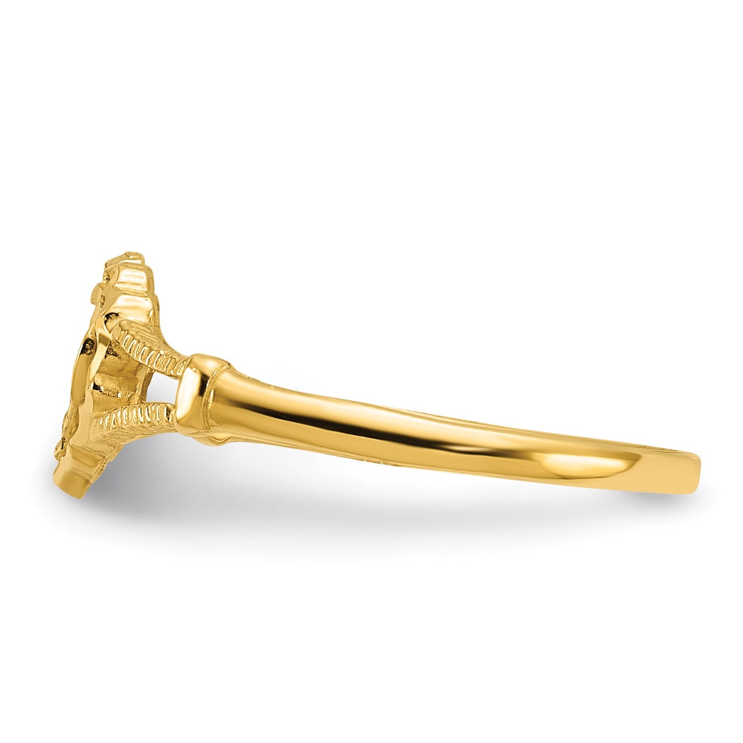 14K Diamond-Cut Cross in Heart Size 4 Baby / Childs Ring